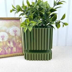 Modern Geometric Planter Striped Planter Pot with Drainage, Indoor Flower Pot